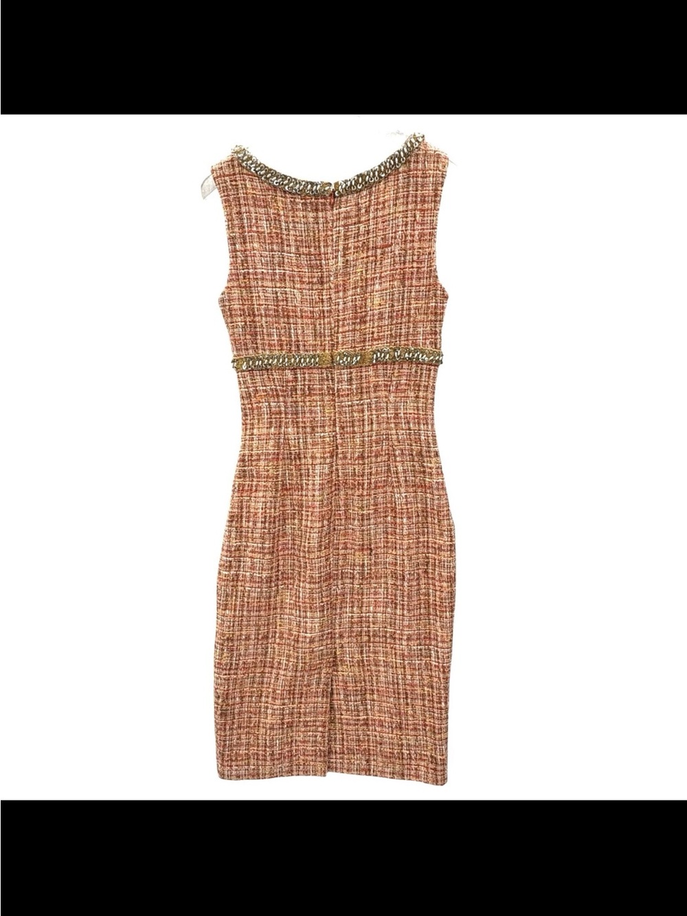 Dolce & Gabbana Coral Tweed Sheath Dress Jeweled Neckline & Waist SZ 40 US 4 - Picture 10 of 14